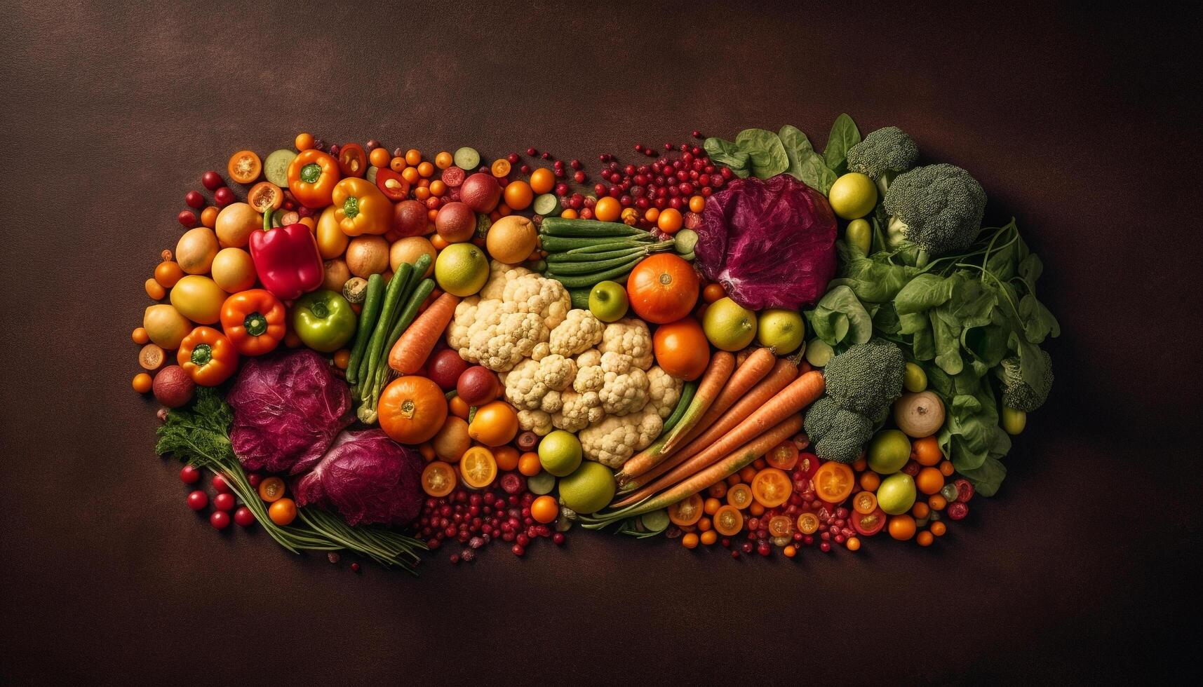 AI generated Fresh, healthy salad with a variety of colorful vegetables and fruits generated by AI photo