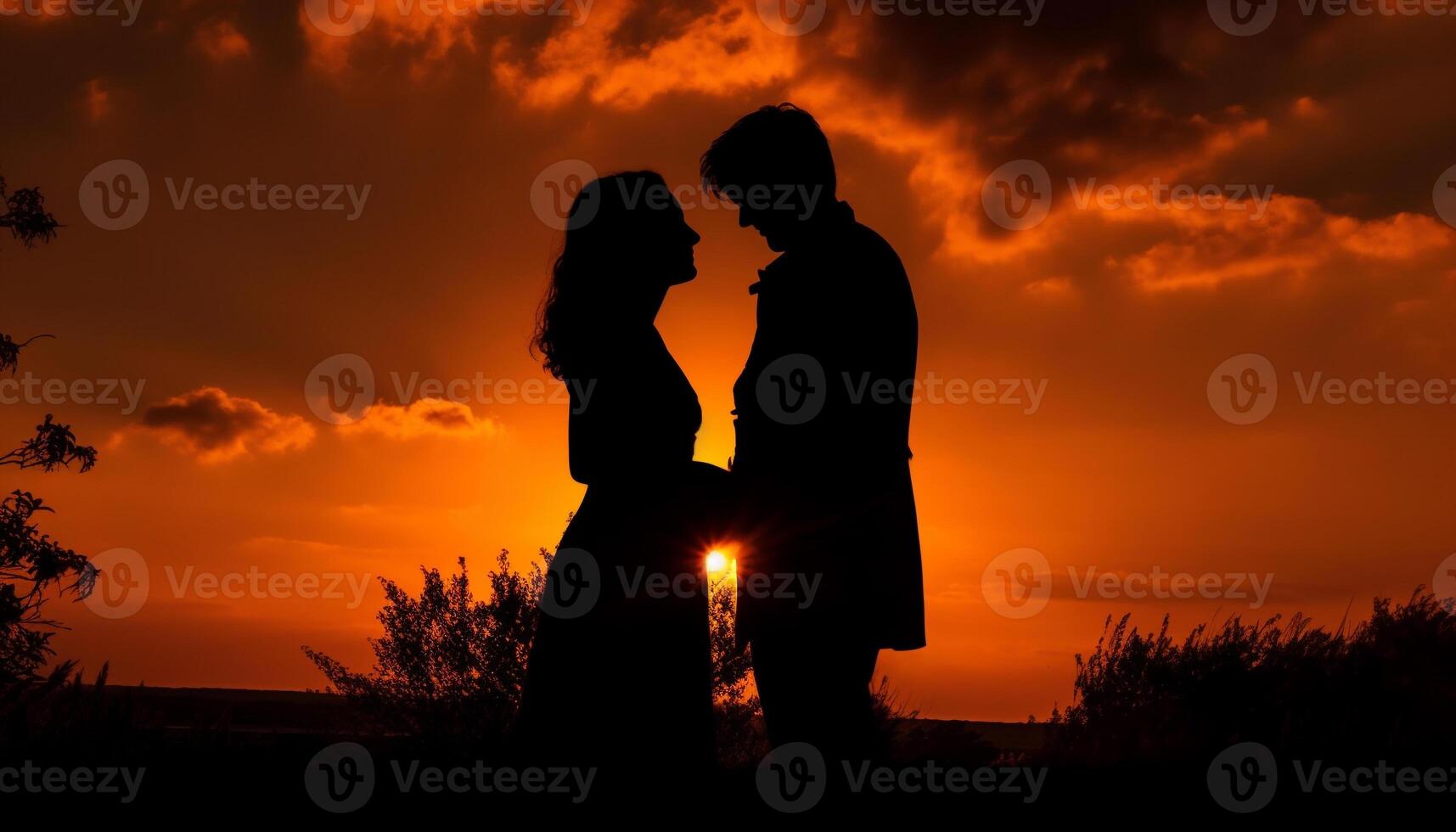 AI generated Love and happiness embrace as the sun sets on nature generated by AI photo