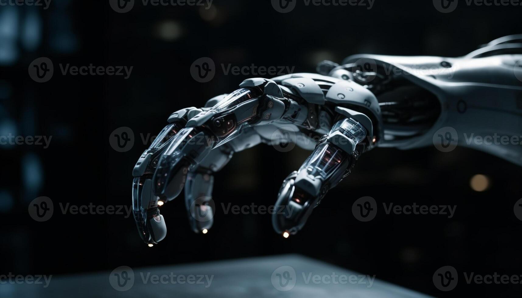 ai generado futurista robótico brazo en un metal fábrica, trabajando con precisión generado por ai foto