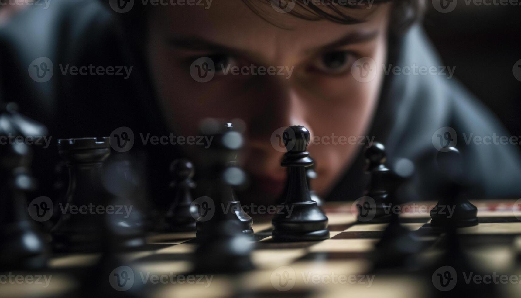 AI generated Chess board, intelligence, competition, success King, pawn, concentration, battle generated by AI photo