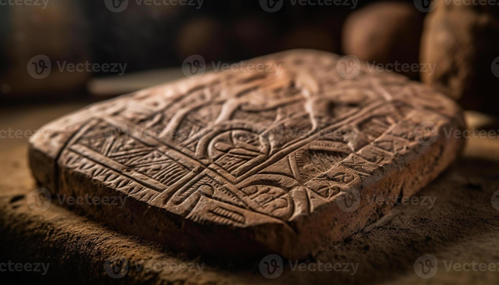 AI generated Ancient wood carving symbolizes spirituality and indigenous culture generated by AI photo