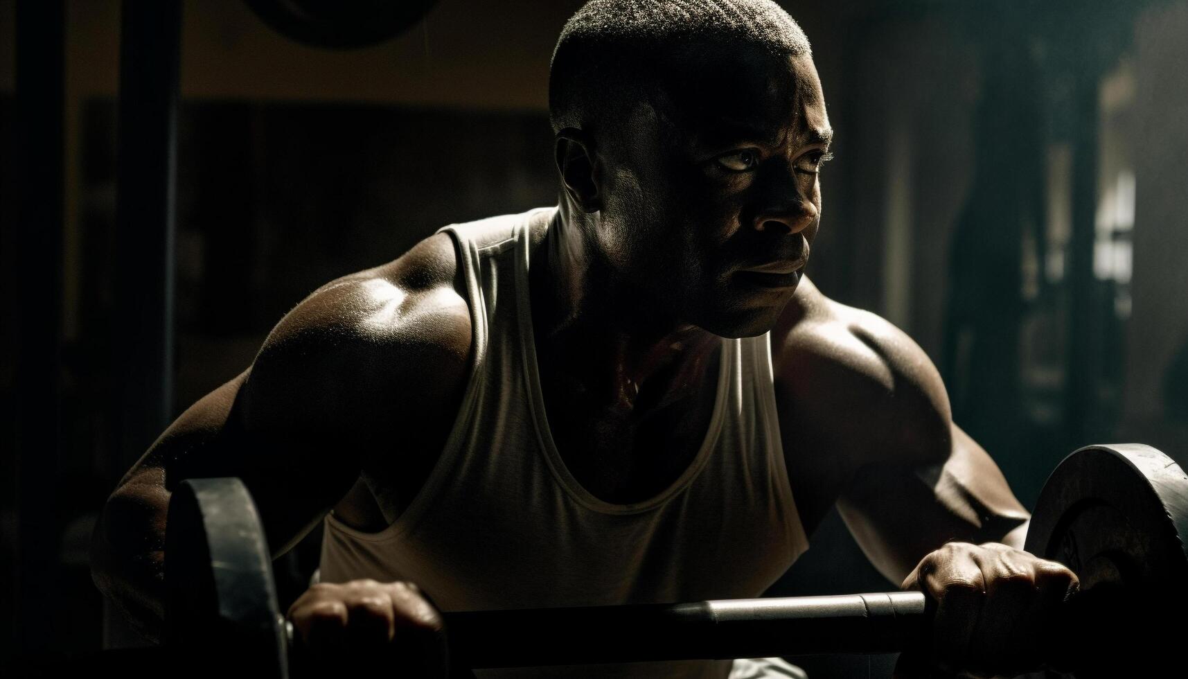 AI generated A determined athlete in the gym, building strength and muscle generated by AI photo