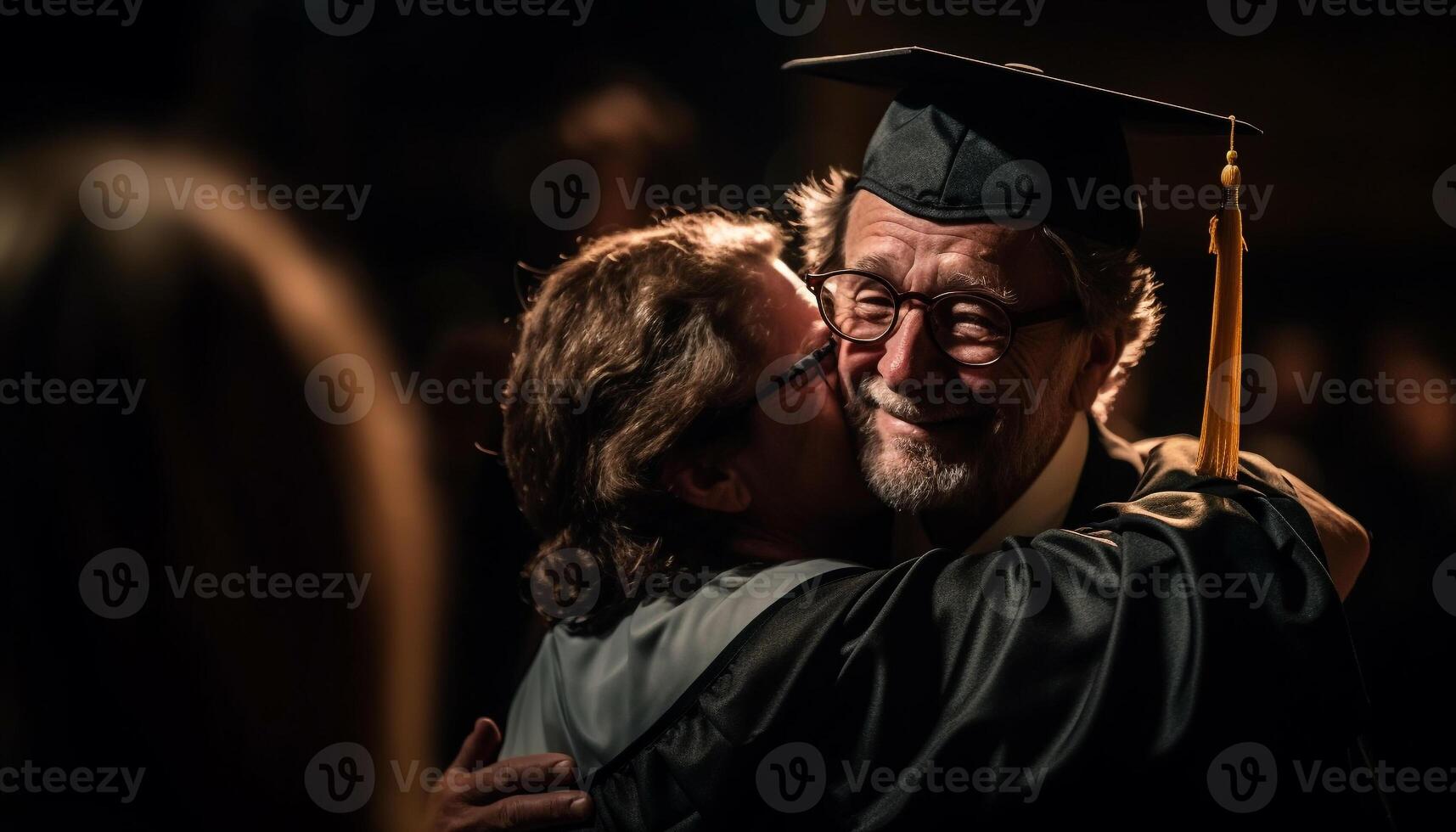 ai generado un alegre graduación ceremonia celebra éxito y unión generado por ai foto