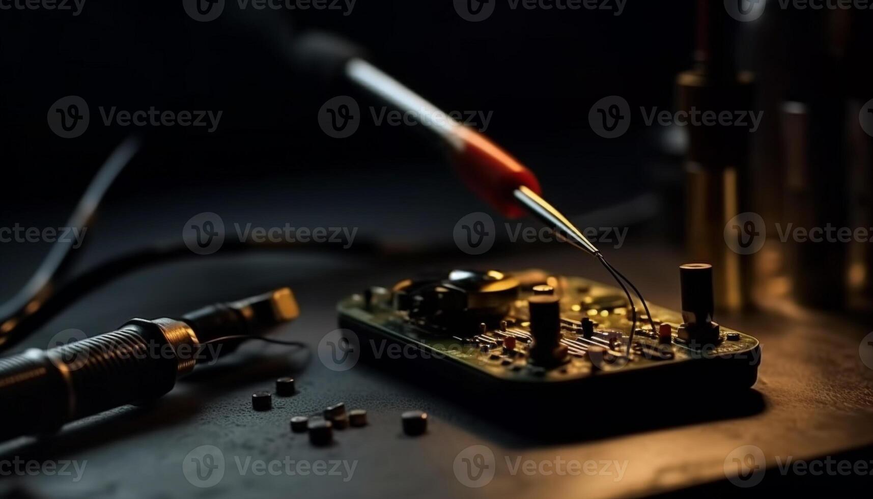 AI generated Close up of technician skillfully disassembling computer equipment for repair generated by AI photo