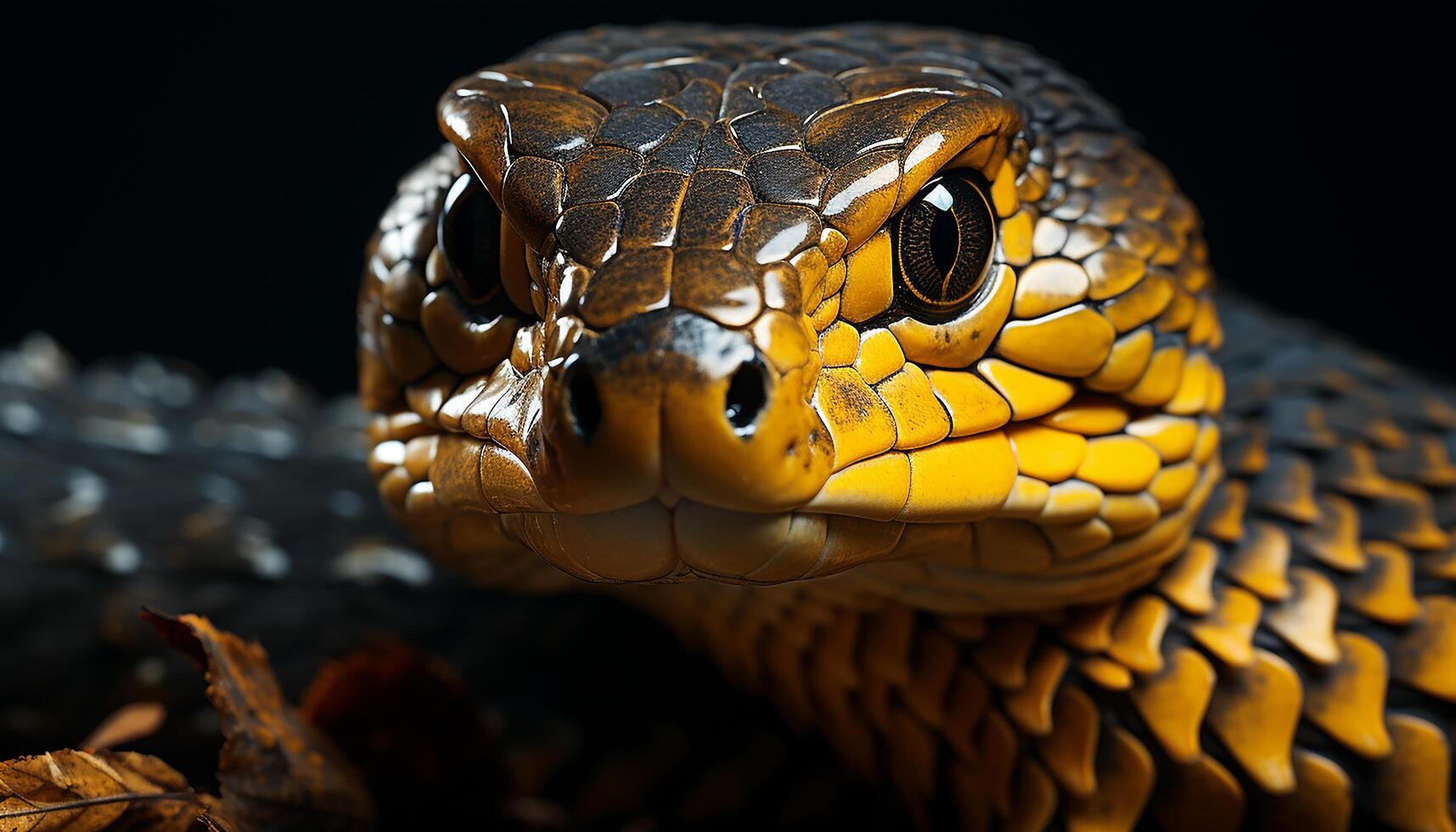 AI generated A yellow viper close up, a dangerous snake in nature generated by AI photo