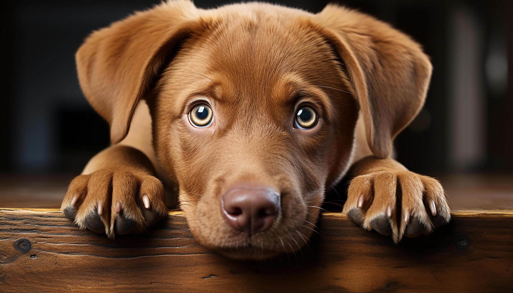 AI generated Cute puppy sitting, looking at camera, playful and innocent generated by AI photo