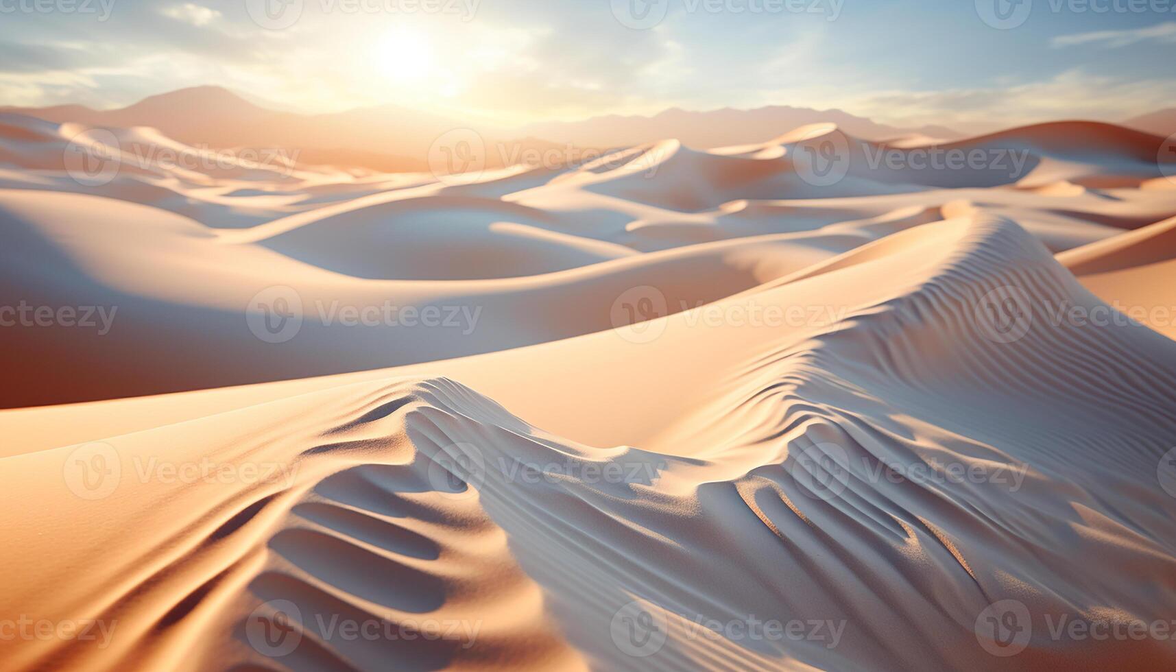 AI generated Sunset over the arid African landscape, a tranquil striped wave generated by AI photo