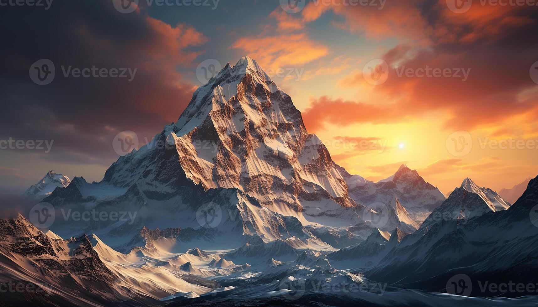 AI generated Majestic mountain peak, nature beauty, tranquil scene, breathtaking adventure generated by AI photo