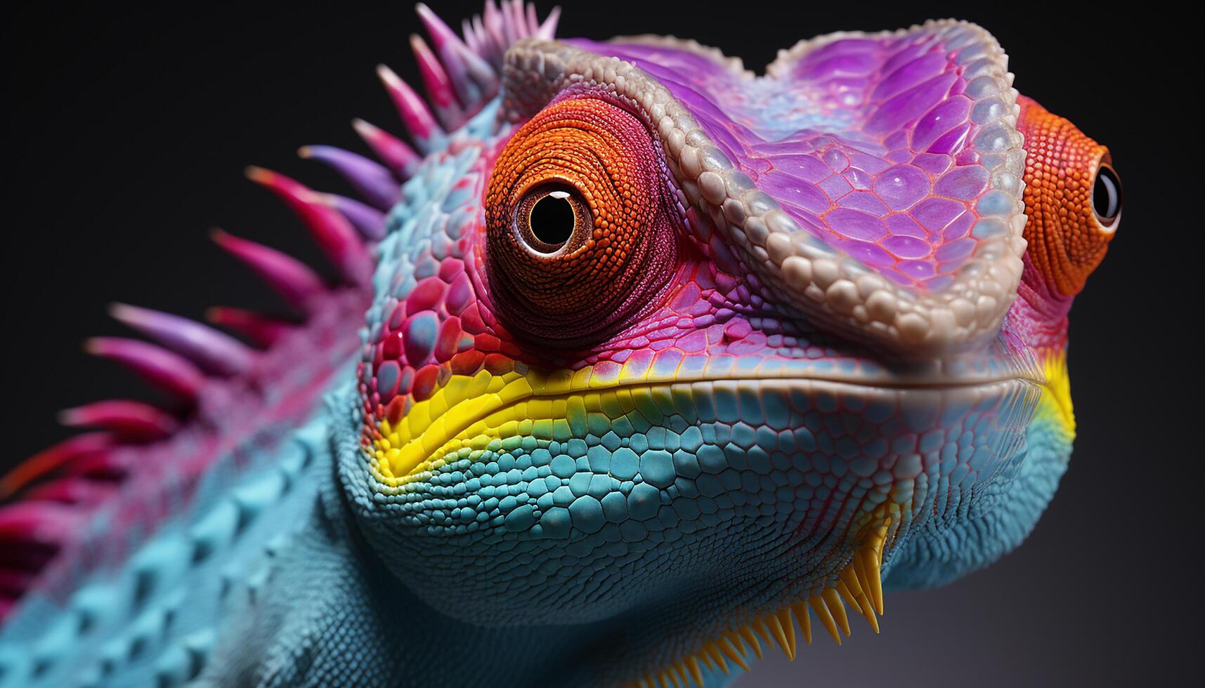 AI generated A cute lizard with vibrant colors looking at the camera generated by AI photo