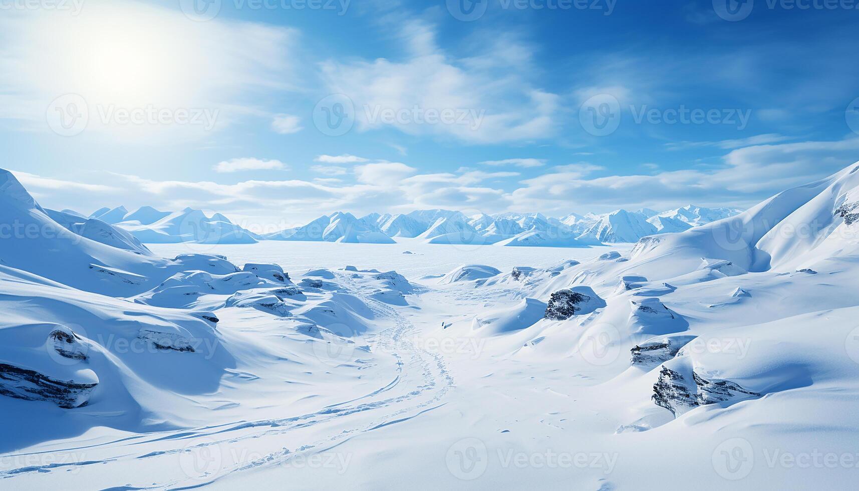 AI generated Winter mountain adventure skiing on frozen slopes, surrounded by breathtaking beauty generated by AI photo