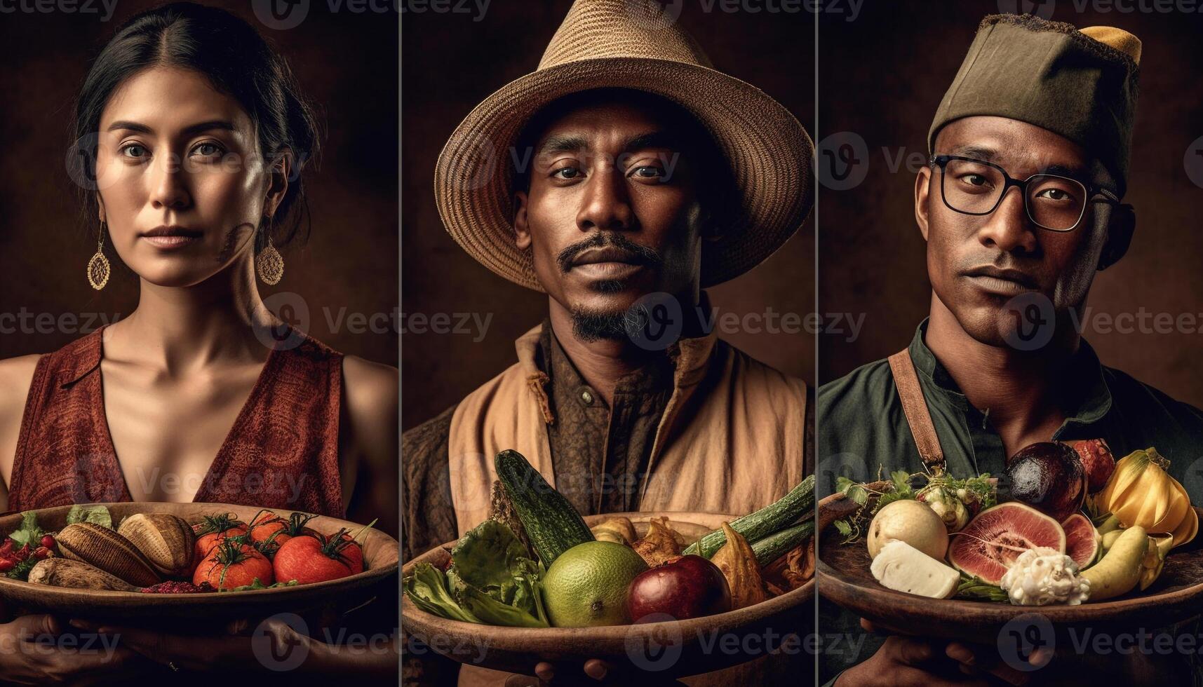 AI generated A confident man holding fresh vegetables, smiling at the camera generated by AI photo