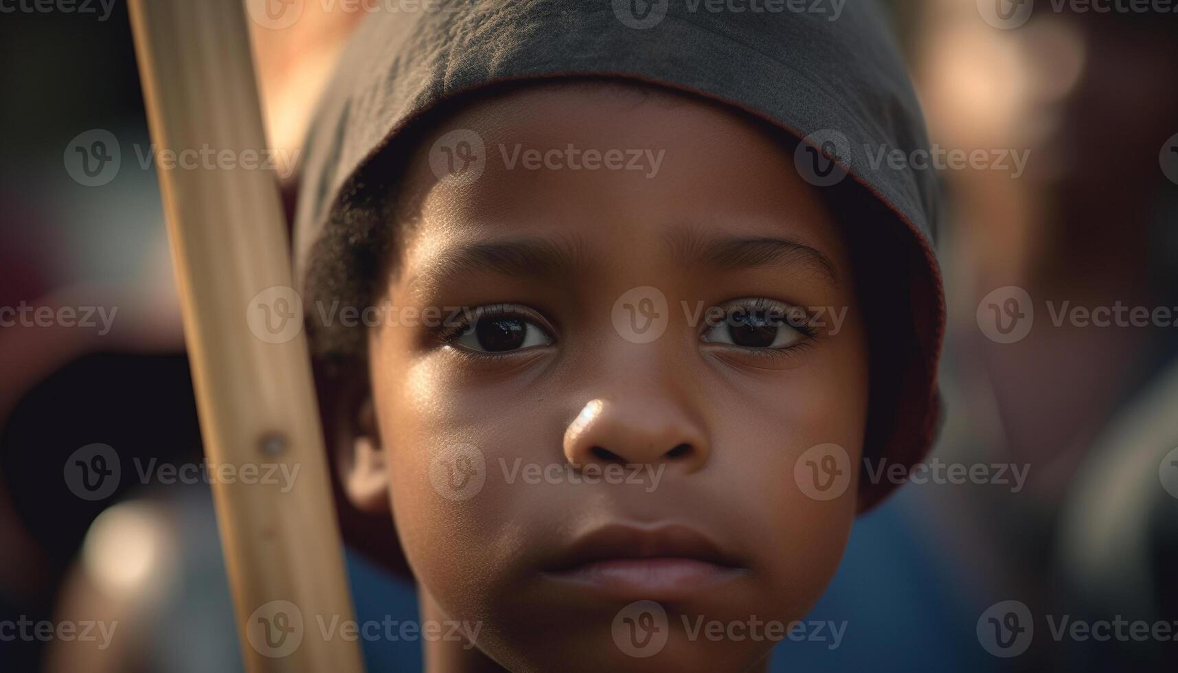 AI generated One cute boy smiling, looking at camera, outdoors, enjoying summer generated by AI photo