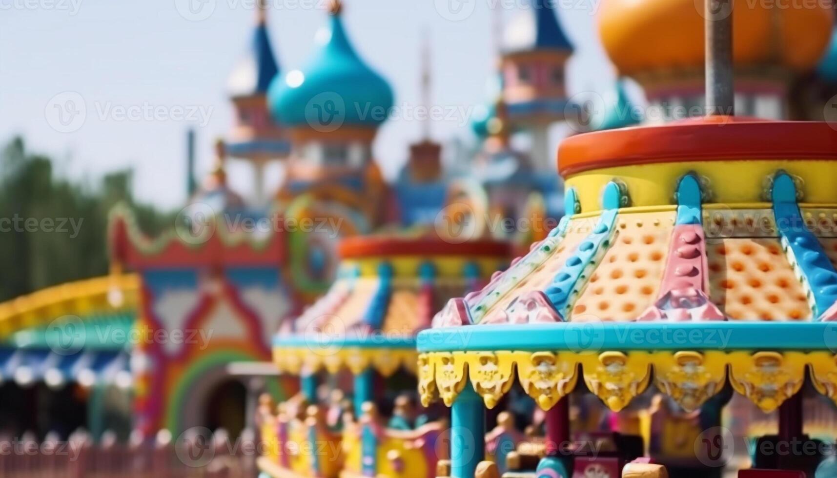 AI generated Traveling carnival brings joy with colorful decorations and amusement rides generated by AI photo