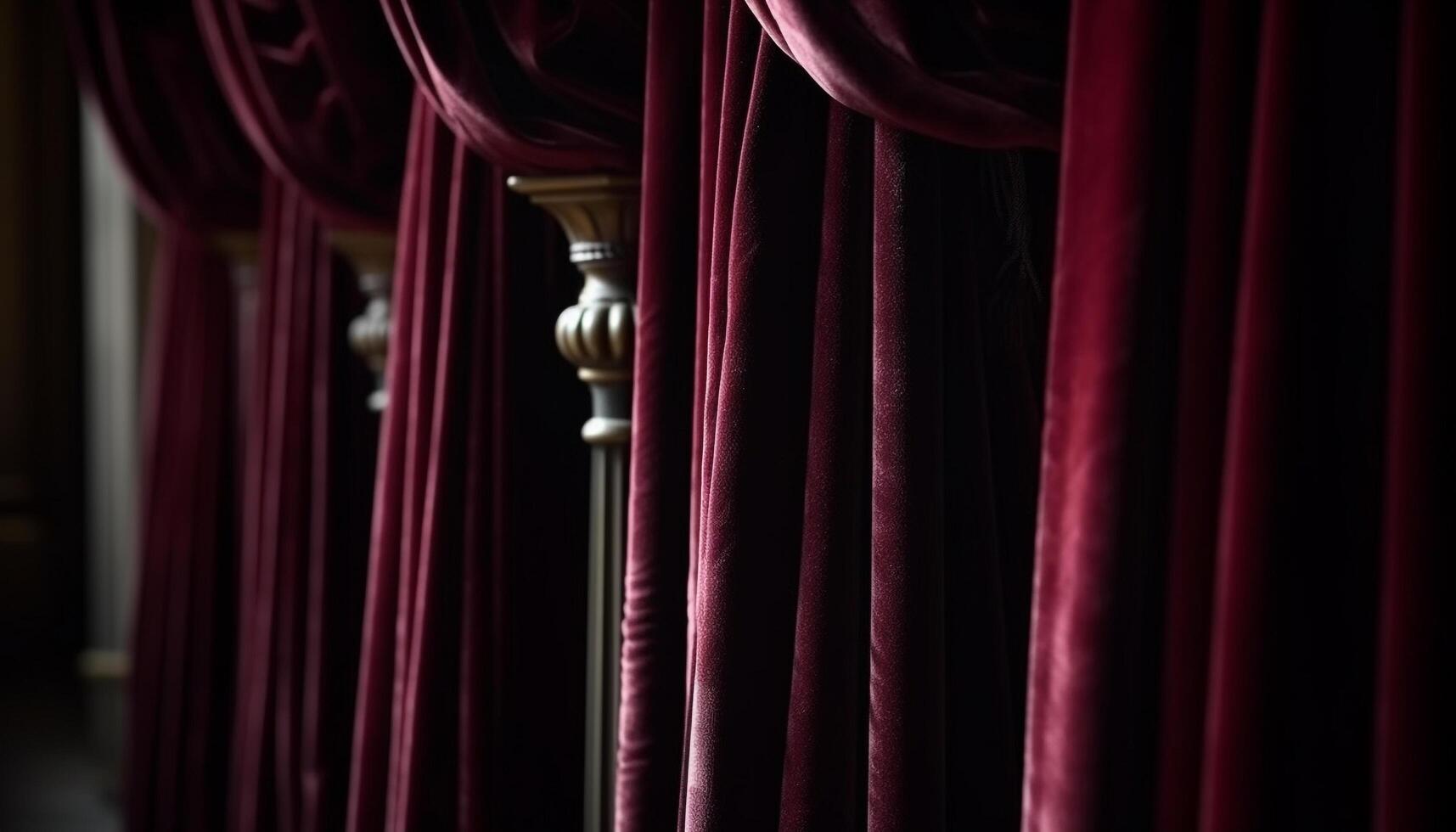 AI generated Elegant velvet curtains adorn the stage, creating a luxurious backdrop generated by AI photo