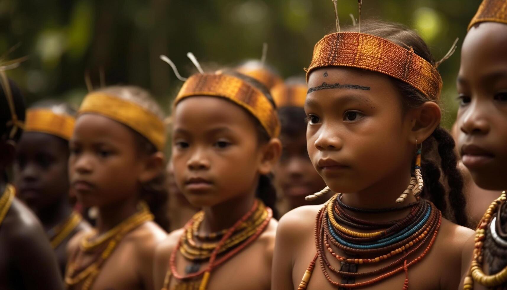 AI generated African girls in traditional clothing smiling at a festival outdoors generated by AI photo