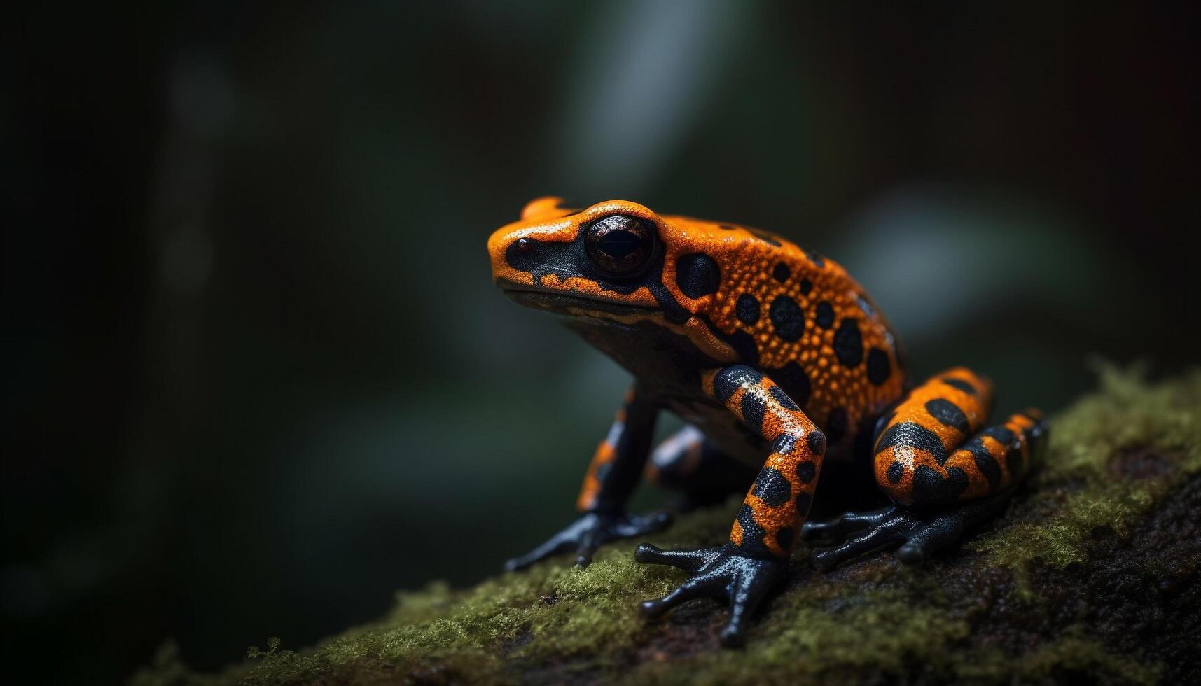 AI generated A cute, slimy toad sitting in a tropical rainforest generated by AI photo