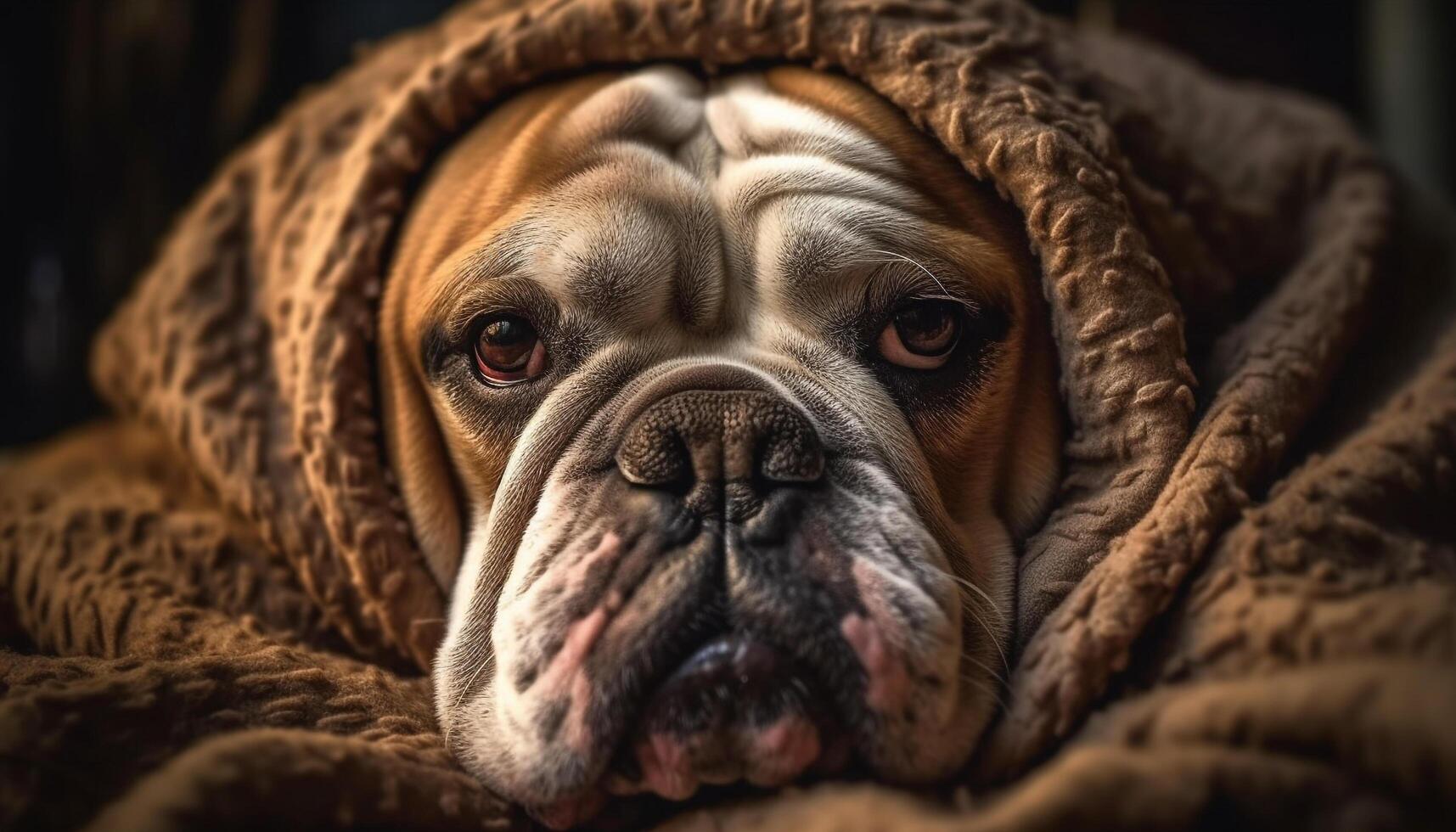 ai generado linda buldog perrito mirando a cámara, al aire libre, con piel elegancia generado por ai foto