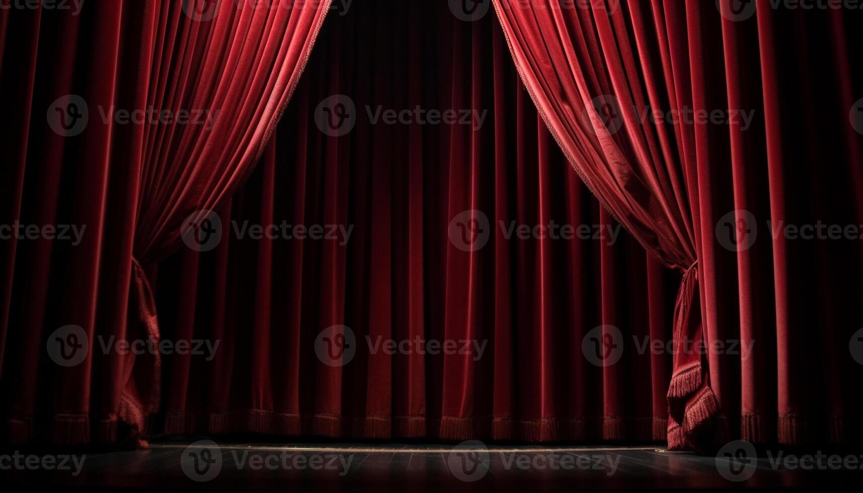 AI generated Velvet backdrop illuminates stage, elegance fills empty auditorium generated by AI photo