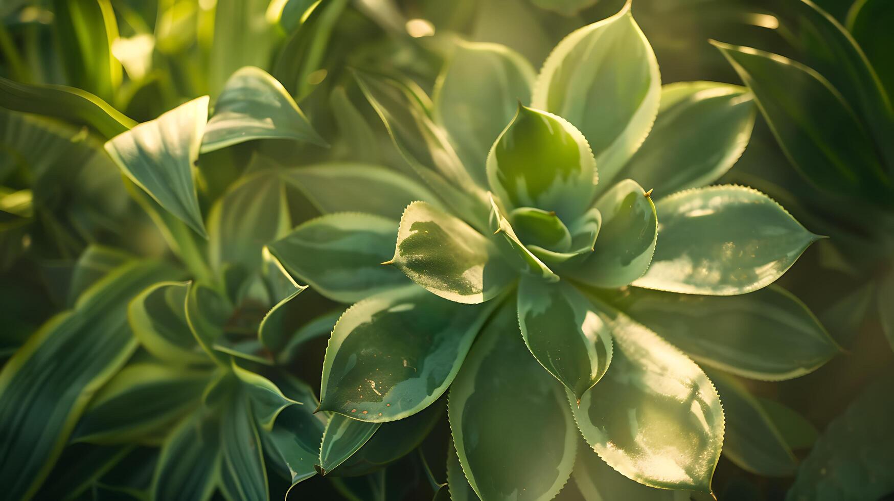 AI generated Intricate Patterns of Vibrant Green Succulent in Soft Natural Light photo