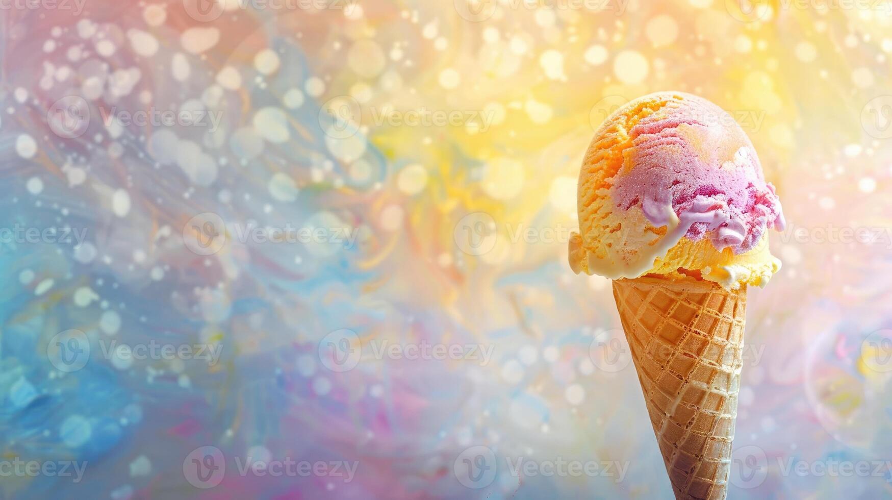 AI generated High-quality big ice cream crafted in paper mache, showcasing artisanal skill and creativity, Ai Generated photo