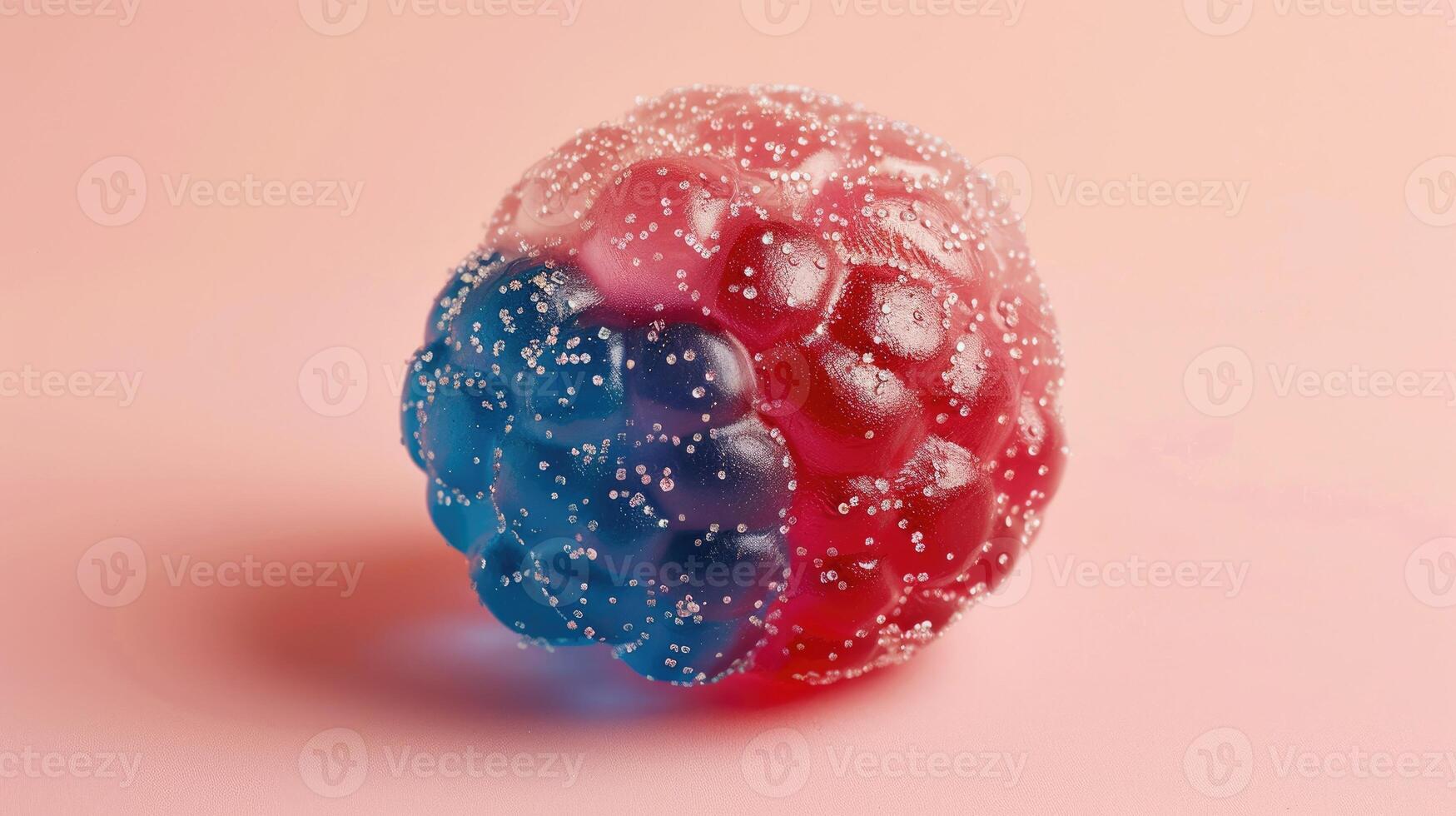 AI generated Realistic gummy candy shaped like a blueberry, featuring three colors, elastic texture, and sugar sprinkle, Ai Generated photo