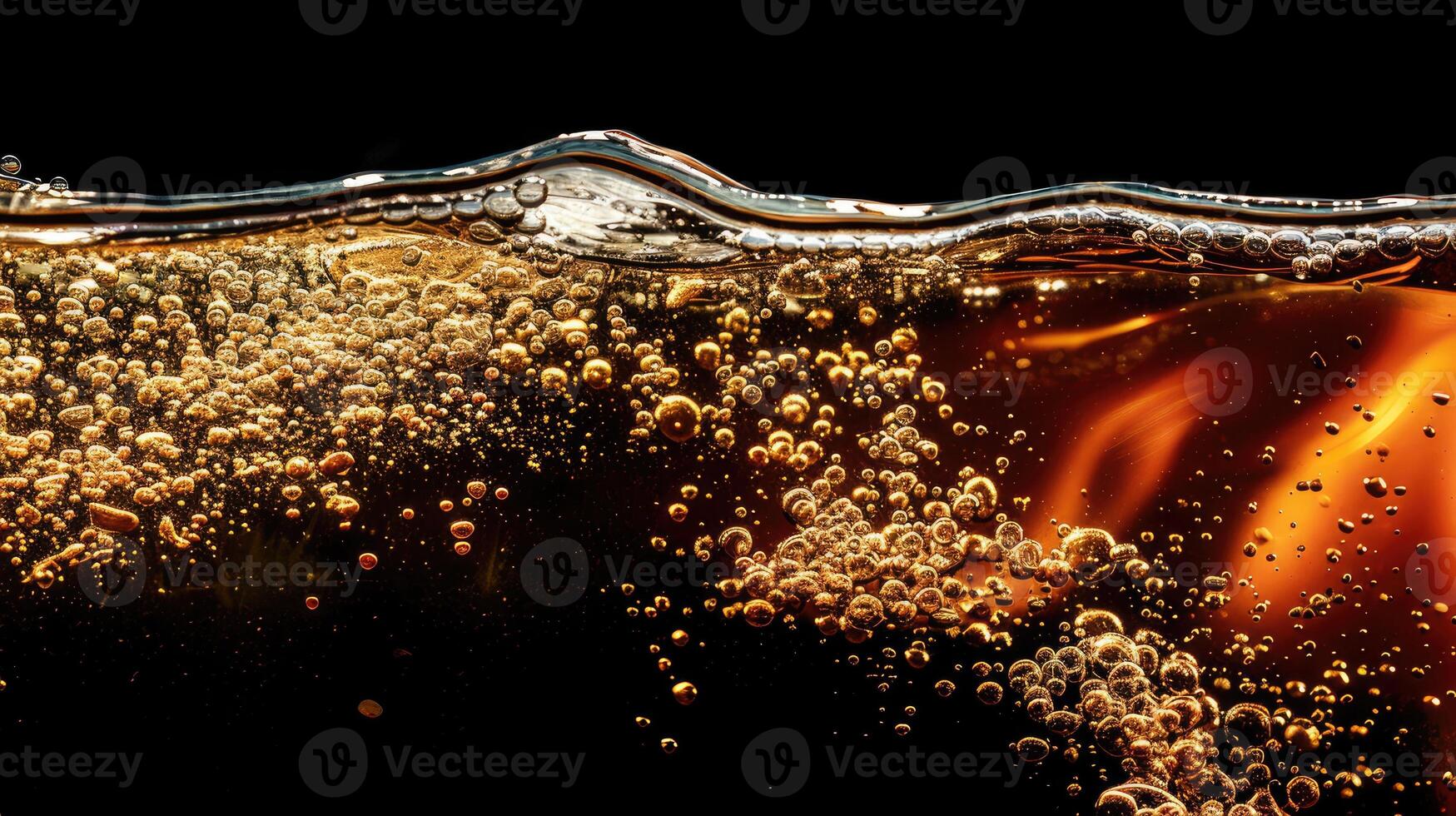 AI generated Soda water bubbles splashing underwater against a black background. Ai Generated photo