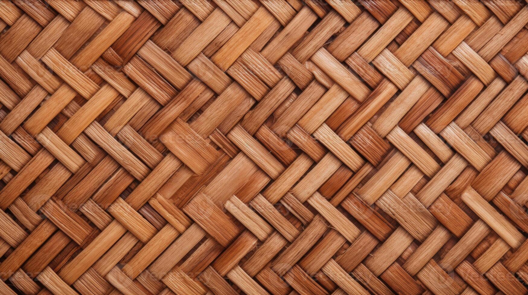 AI generated Brown bamboo weave texture, a nature background with handicraft charm. Ai Generated. photo