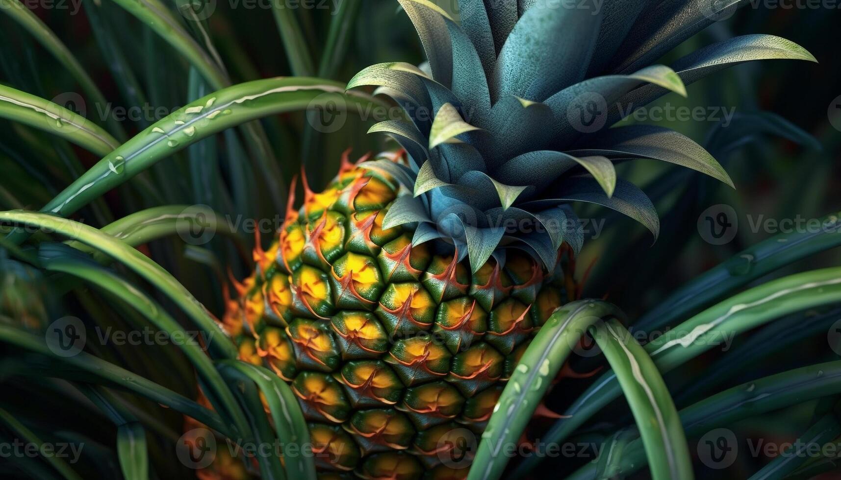 AI generated Freshness and sweetness in a tropical pineapple fruit generated by AI photo