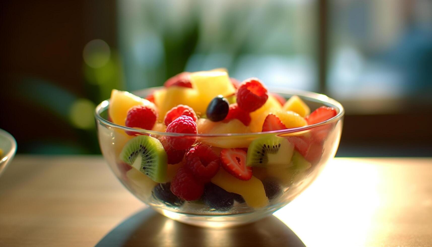 ai generado Fresco Fruta ensalada, un sano y refrescante bocadillo generado por ai foto