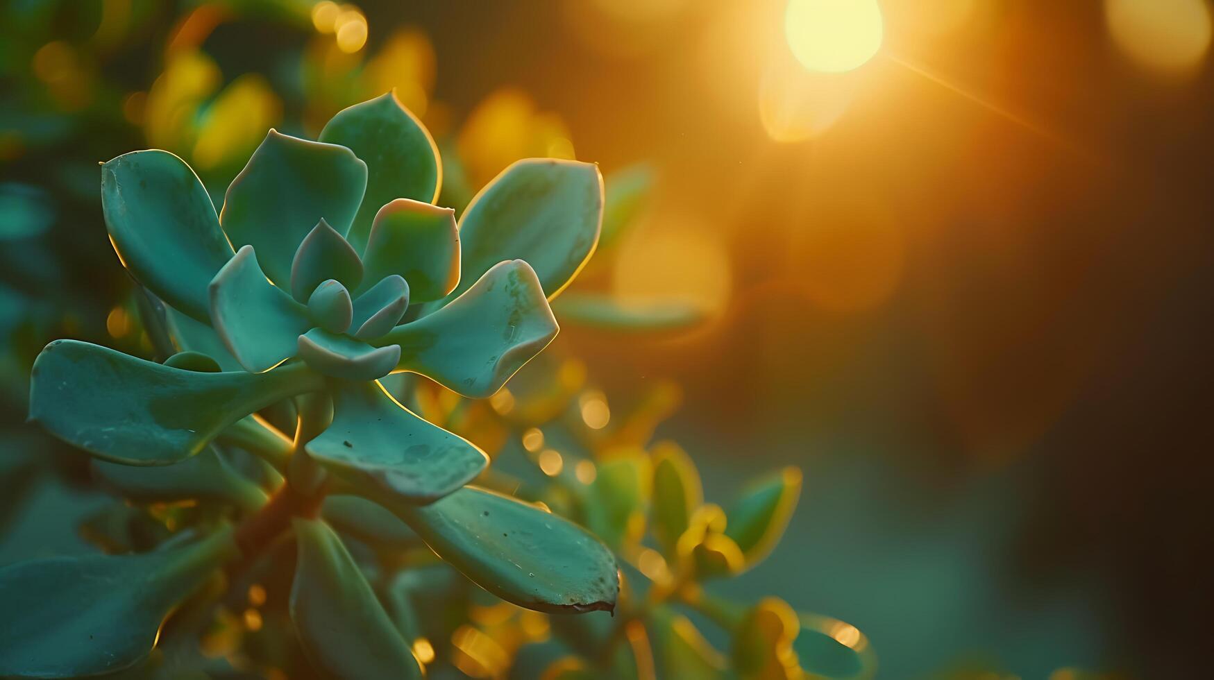 AI generated Vibrant Green Succulent with Water Droplets Shines Against Blurred Potted Plant Background photo