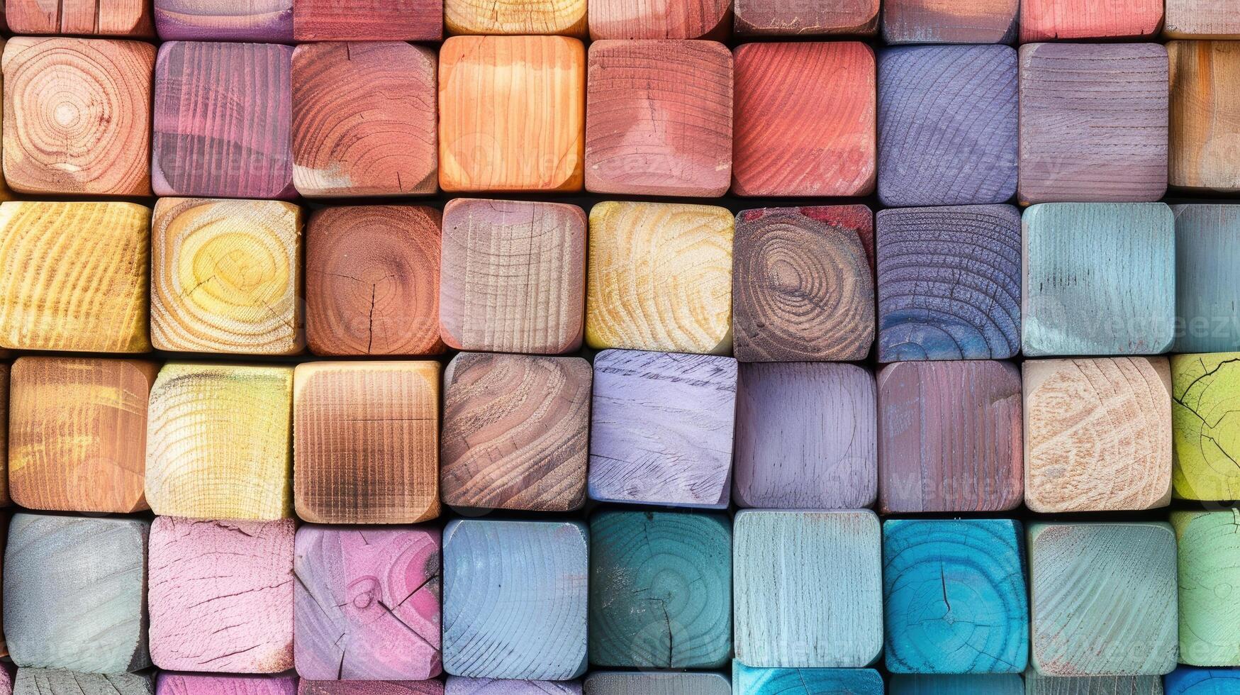 AI generated Wooden blocks create a vibrant and colorful background, Ai Generated. photo