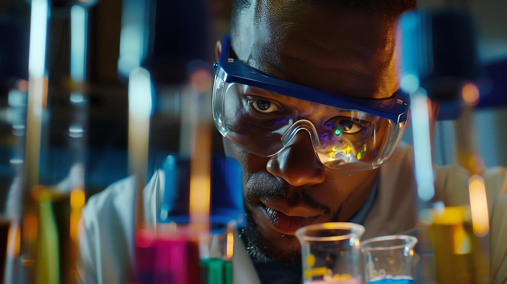AI generated Scientist Examines Microscopic World Amid Laboratory Equipment Captured with Medium Shot Using 50mm Lens photo