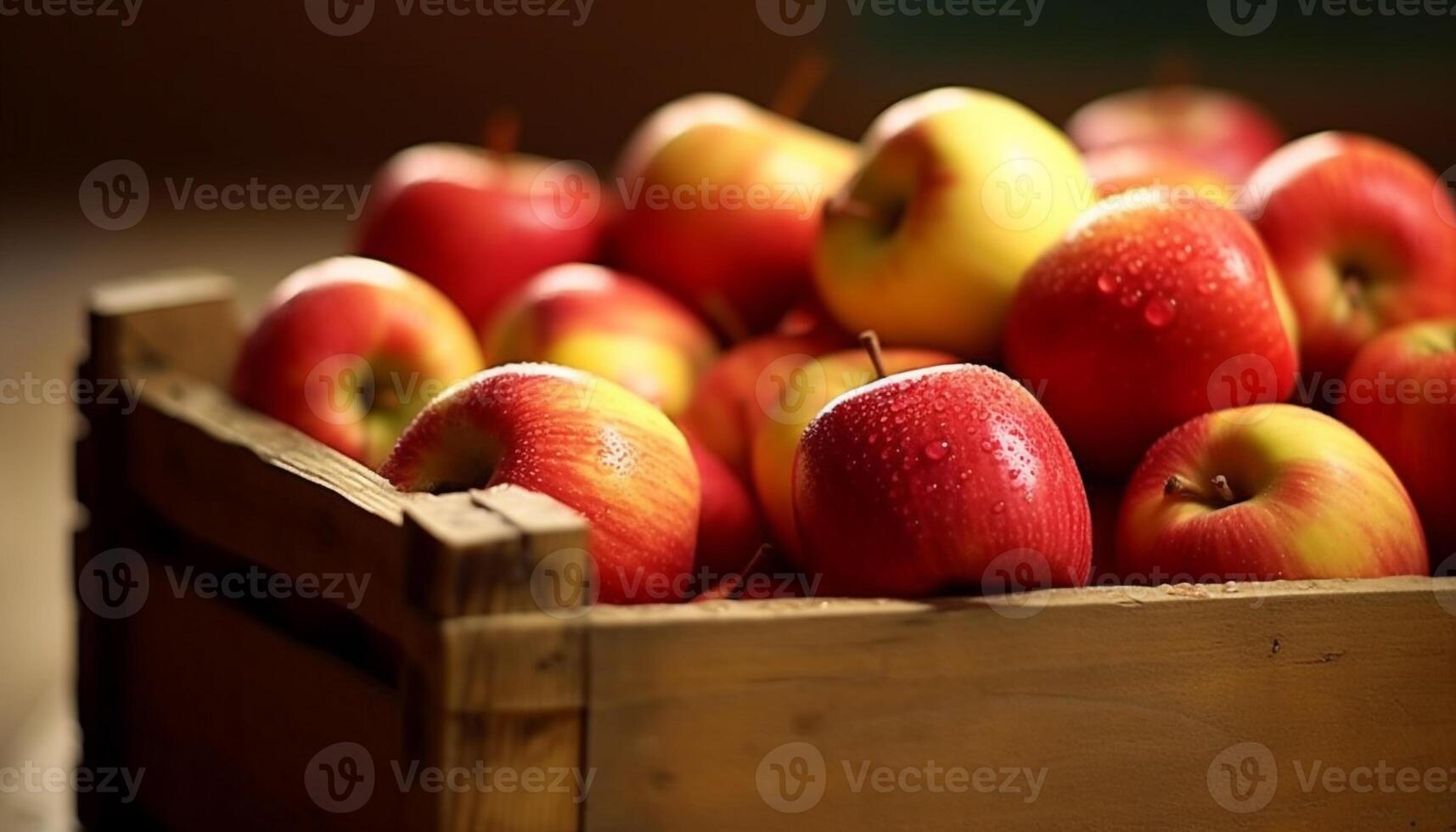 AI generated Freshness and nature in a crate of apples generated by AI photo