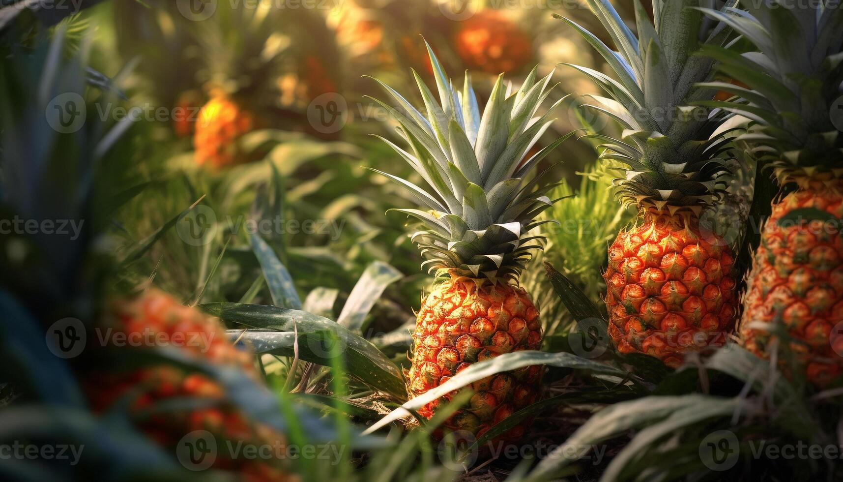 ai generado frescura y dulzura en un vibrante tropical piña generado por ai foto