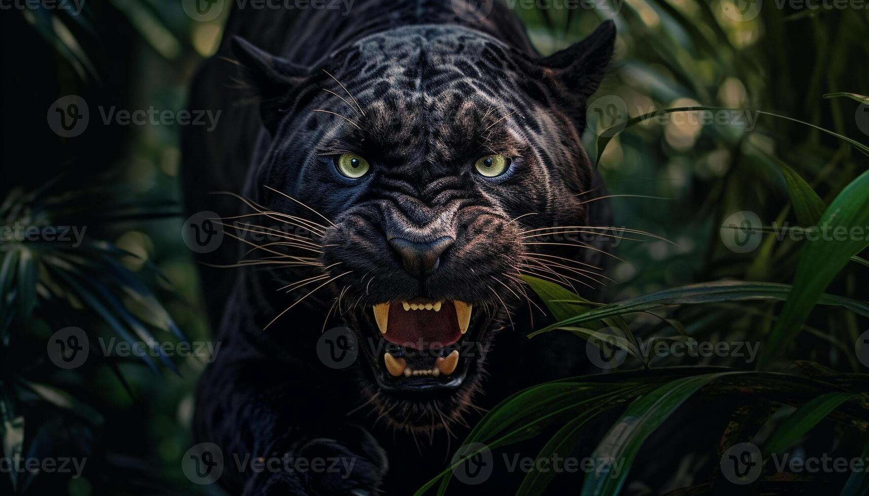 AI generated Majestic tiger staring, fierce and beautiful in nature generated by AI photo