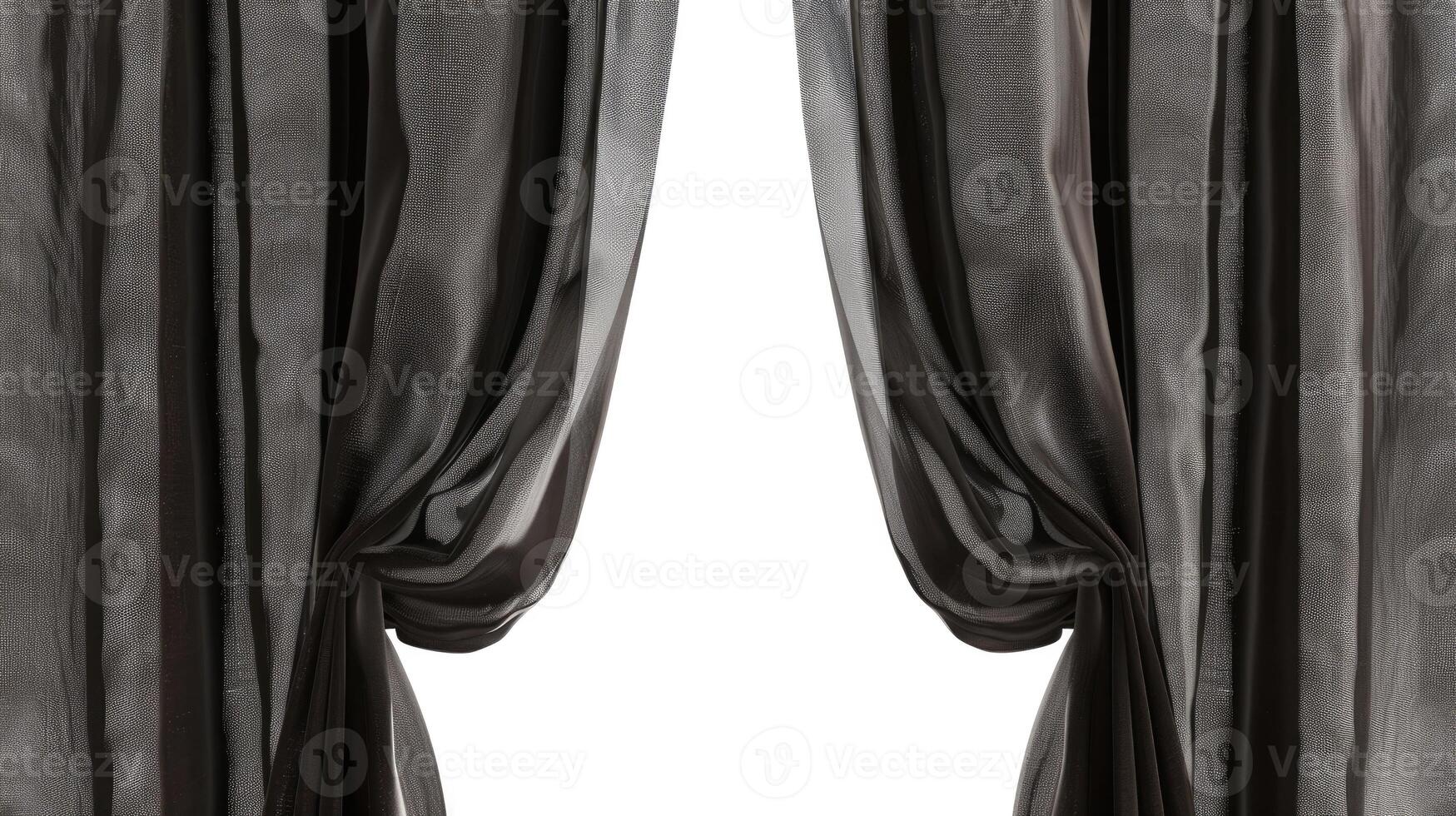 AI generated Brown curtains isolated on white background, with clipping path included. Ai Generated. photo