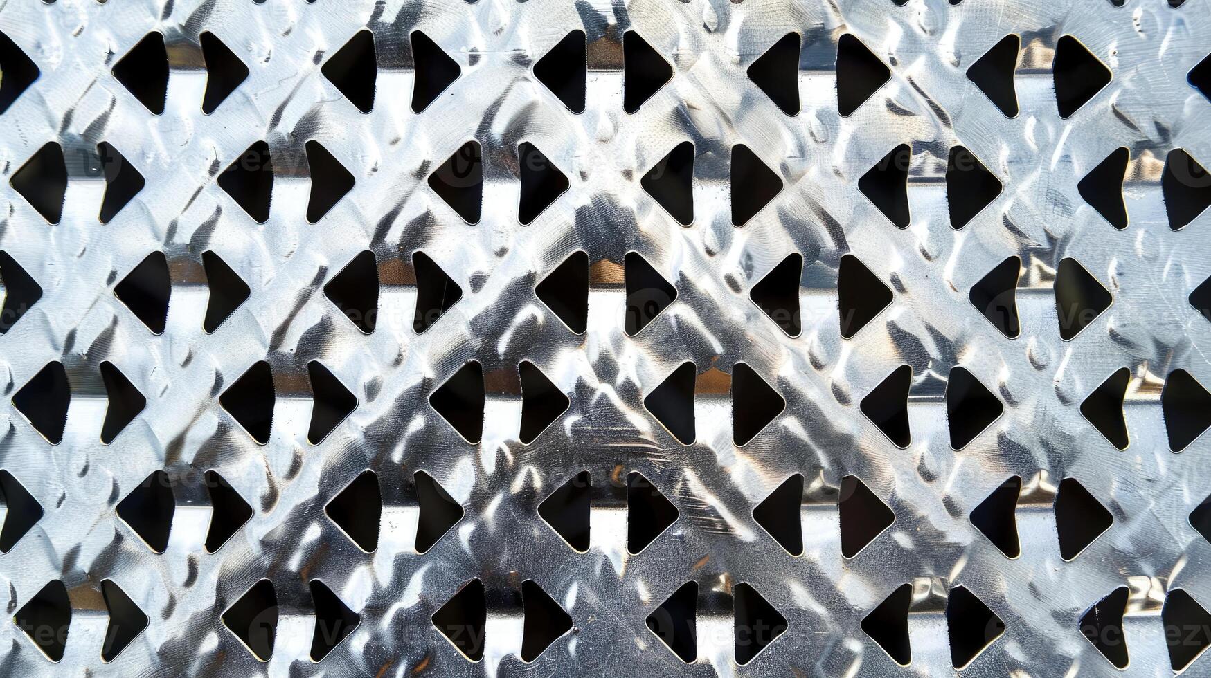 AI generated Abstract stainless steel checker plate with round hole punch, a rugged and industrial background. Ai Generated. photo