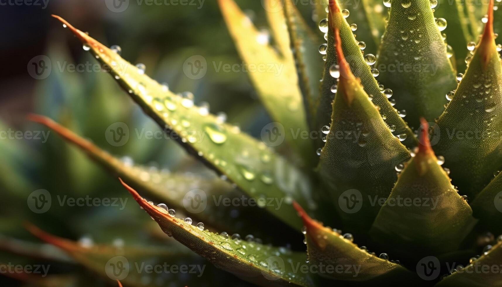 AI generated Fresh green leaf, close up of succulent plant generated by AI photo