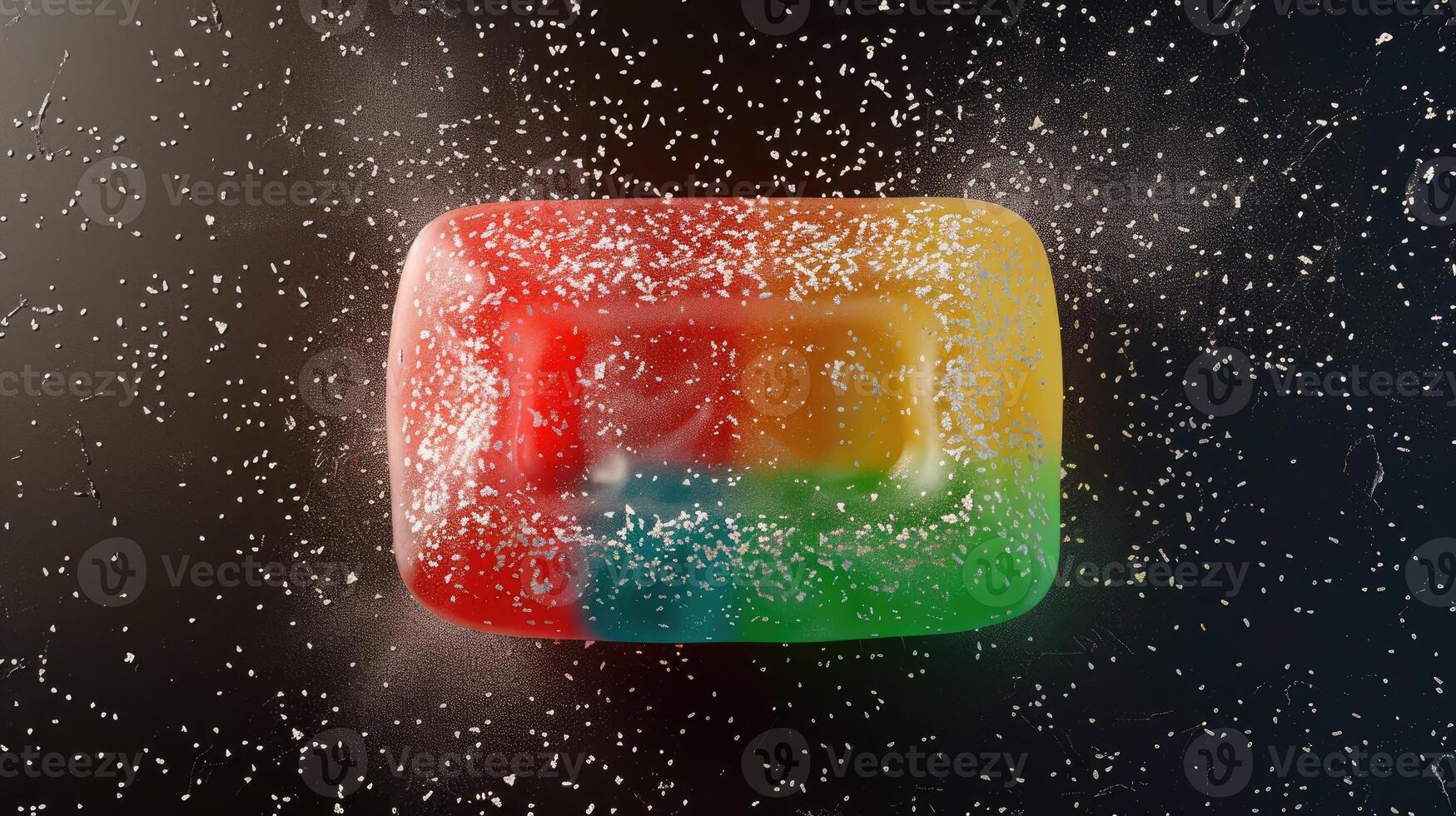 AI generated Realistic gummy candy shaped like a television, featuring three colors, elastic texture, and sugar sprinkle, Ai Generated photo