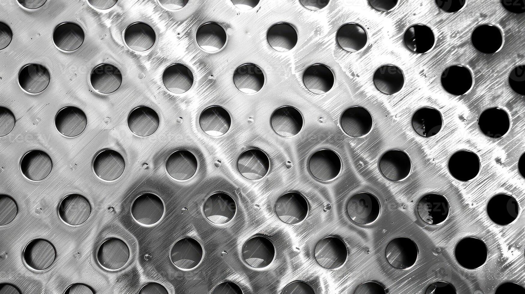 AI generated Abstract stainless steel checker plate with round hole punch, a rugged and industrial background. Ai Generated. photo