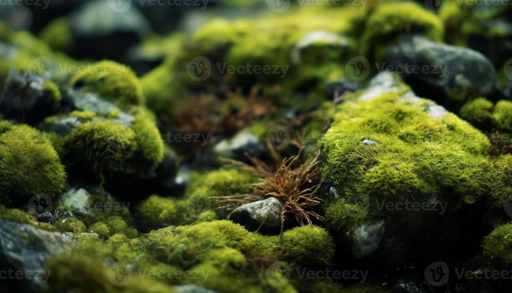 AI generated Green plant growth in nature, close up macro generated by AI photo