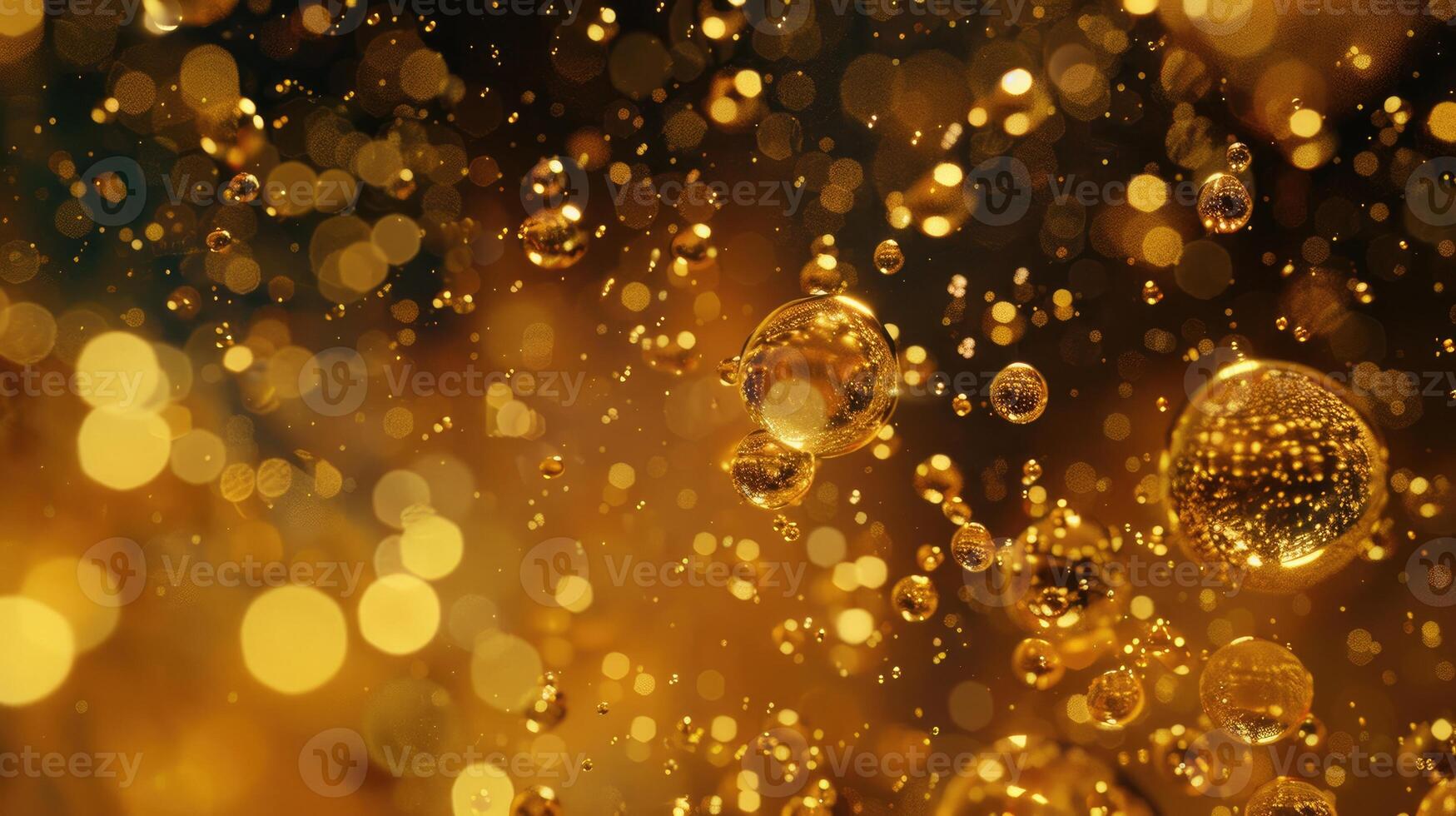 AI generated Dive into an enchanting oil bubbles background with bubbling drops of gold liquid. Ai Generated. photo