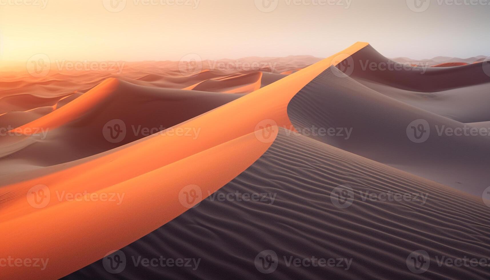 AI generated Sunset over the majestic African sand dunes generated by AI photo
