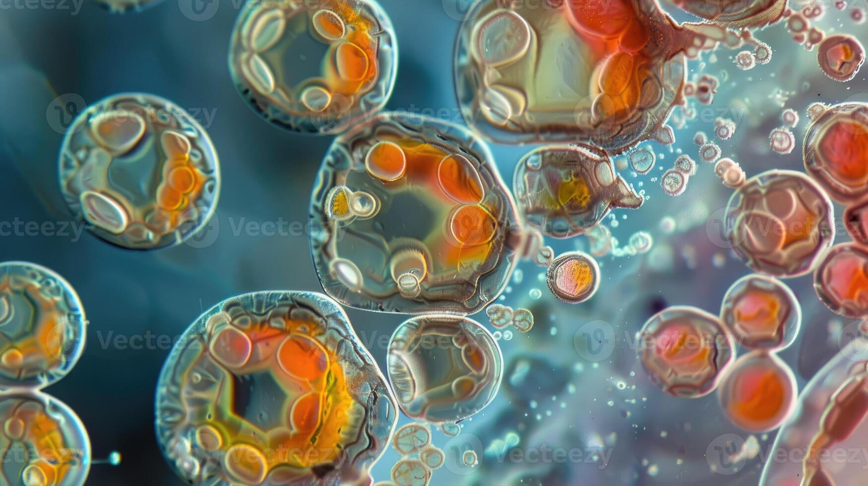 AI generated Macro image captures microscopic embryos in diverse stages of development, Ai Generated. photo