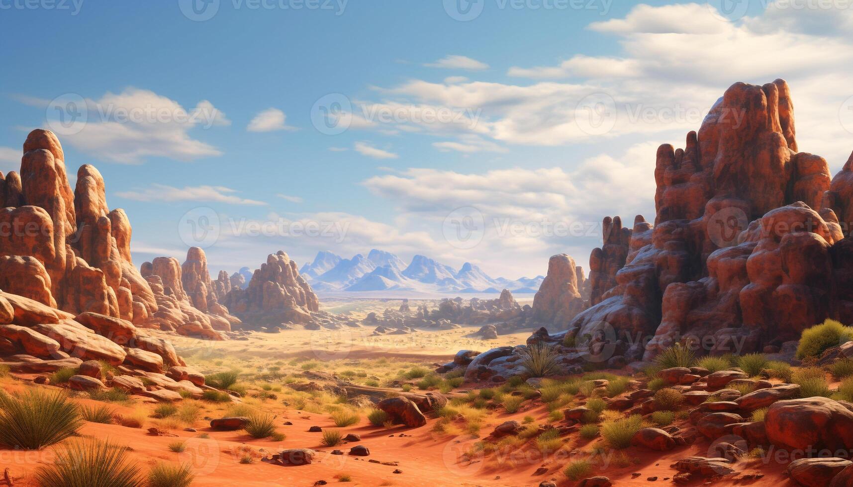 AI generated Majestic mountain peak, sunset sky, eroded sandstone generated by AI photo