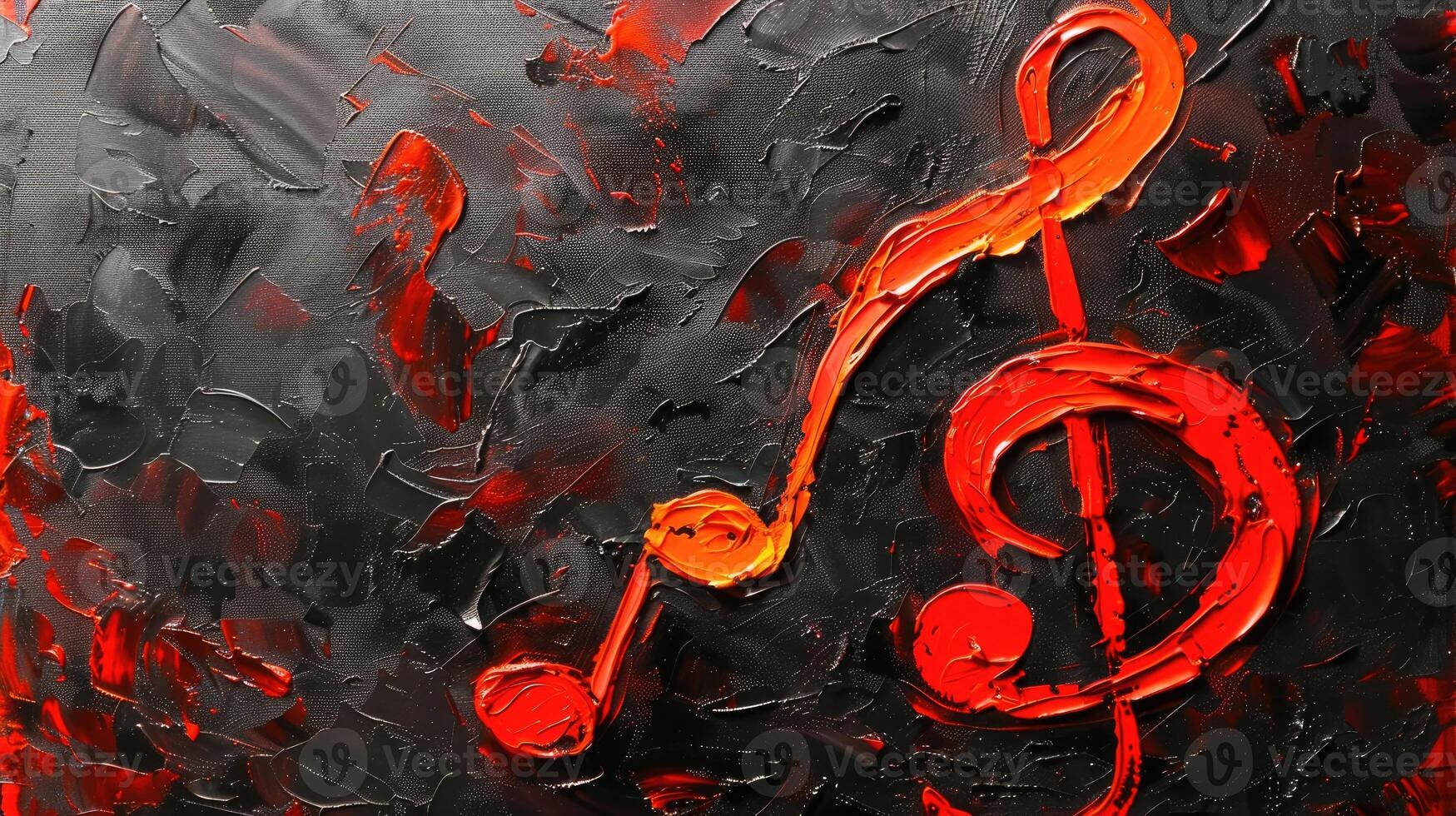 AI generated Captivating abstract painting featuring musical note symbols on a dark background, Ai Generated. photo