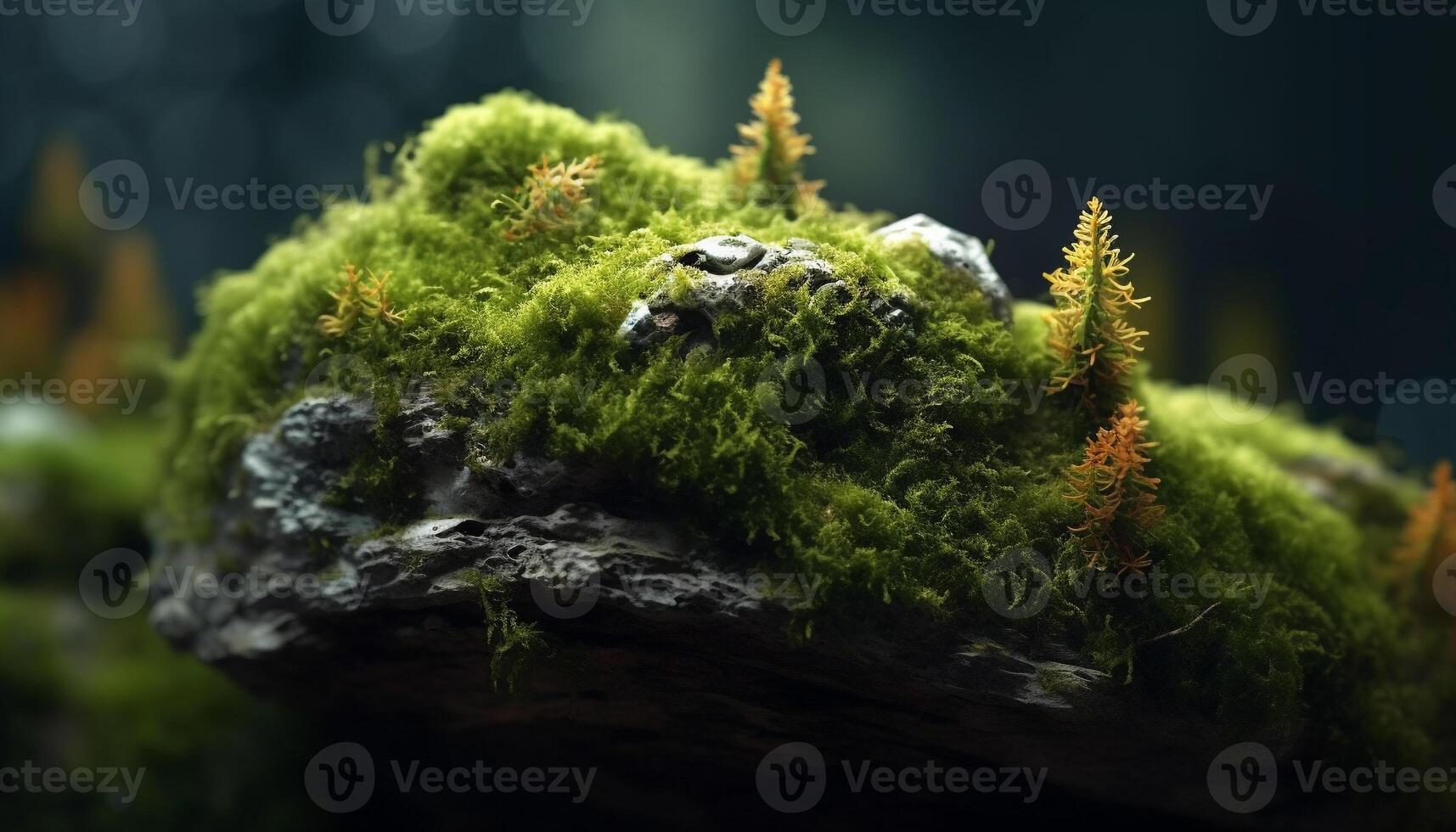 AI generated Green leaves in a forest, nature beauty generated by AI photo