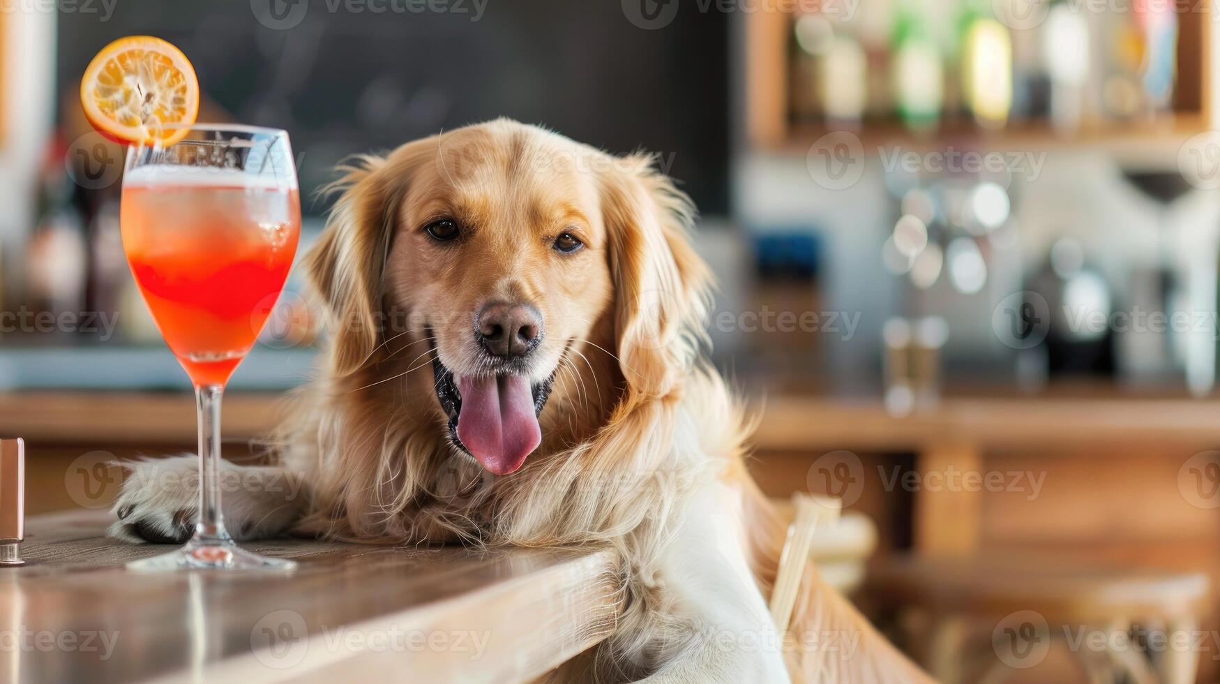 AI generated Inebriated dog enjoys cocktail, Ai Generated photo
