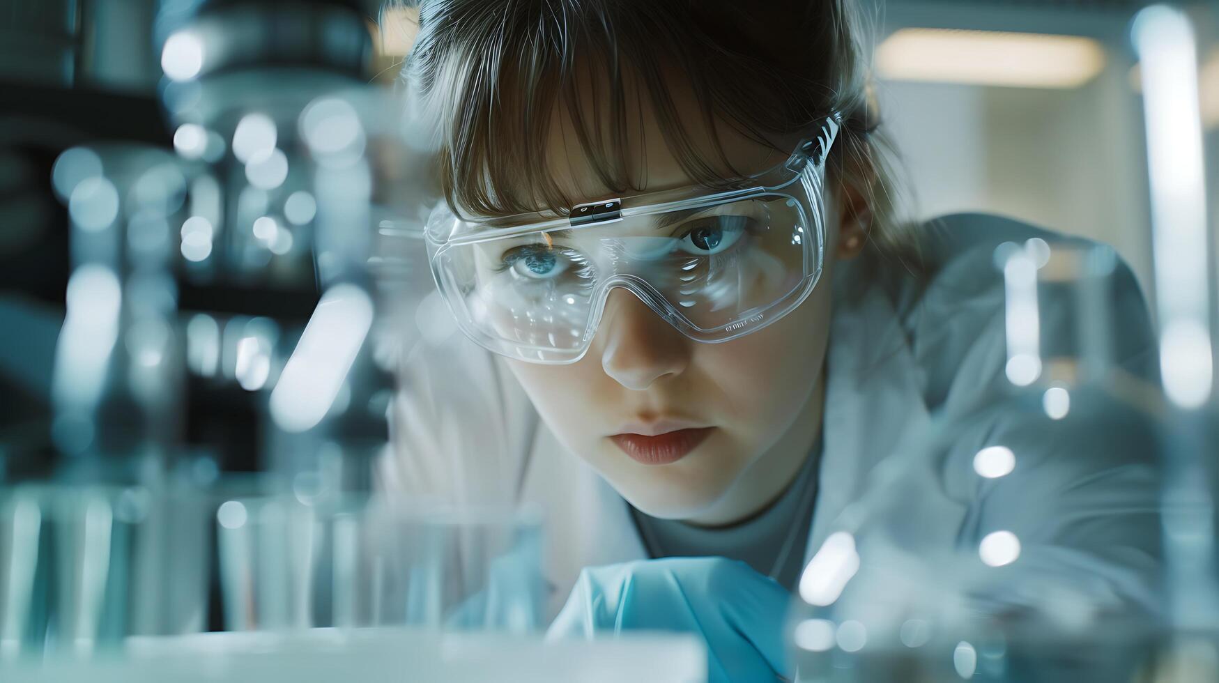 AI generated Female Scientist Engages in Microscopic Exploration Amid Laboratory Equipment photo