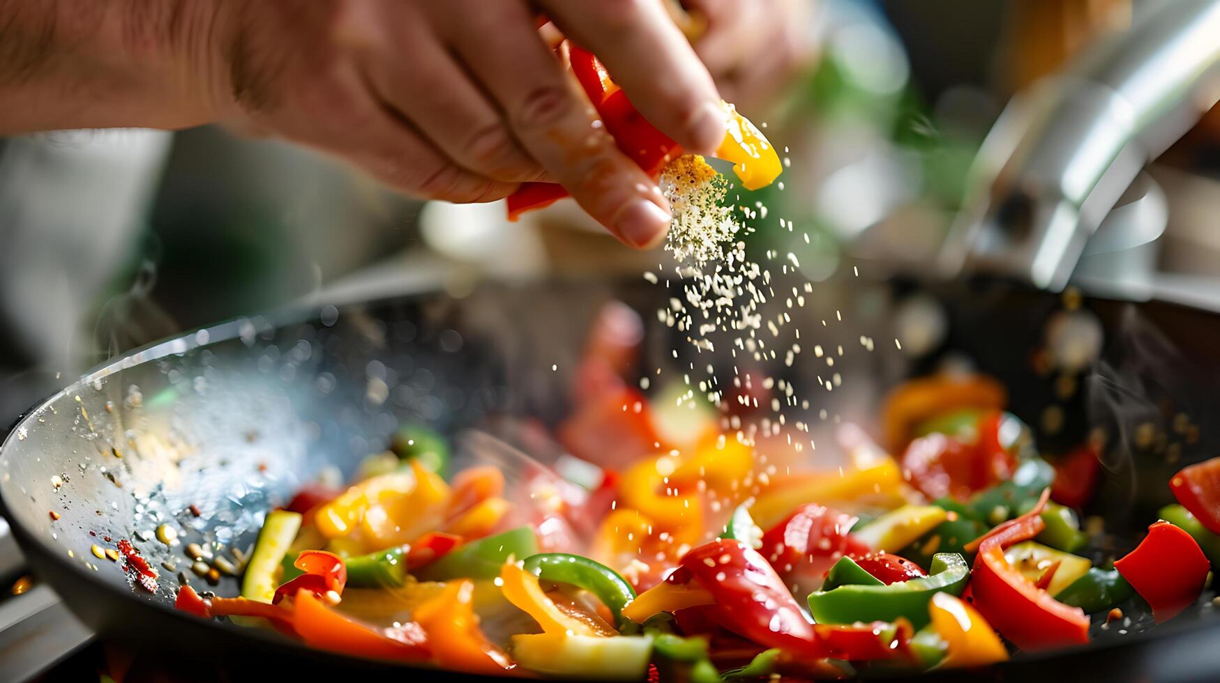 ai generado cocineros mano adorna gastrónomo plato con Fresco hierbas en ambiente natural ligero foto